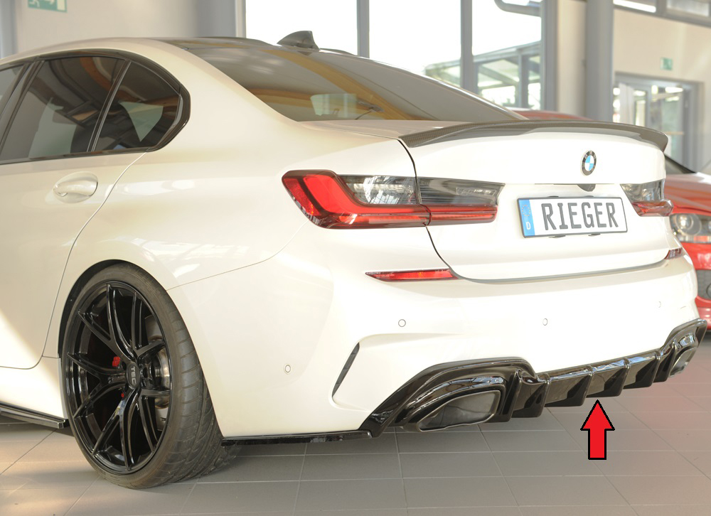 Diffuser BMW 3 Serie G20 M340i Rieger Glans Zwart voor Trekhaak