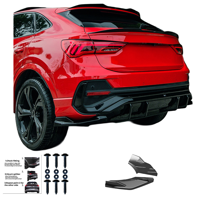 Oneway Rear Side Diffusors  Audi Q3 (F3N) Sportback S-Line 2019-2025 excl. RSQ3 - Gloss black