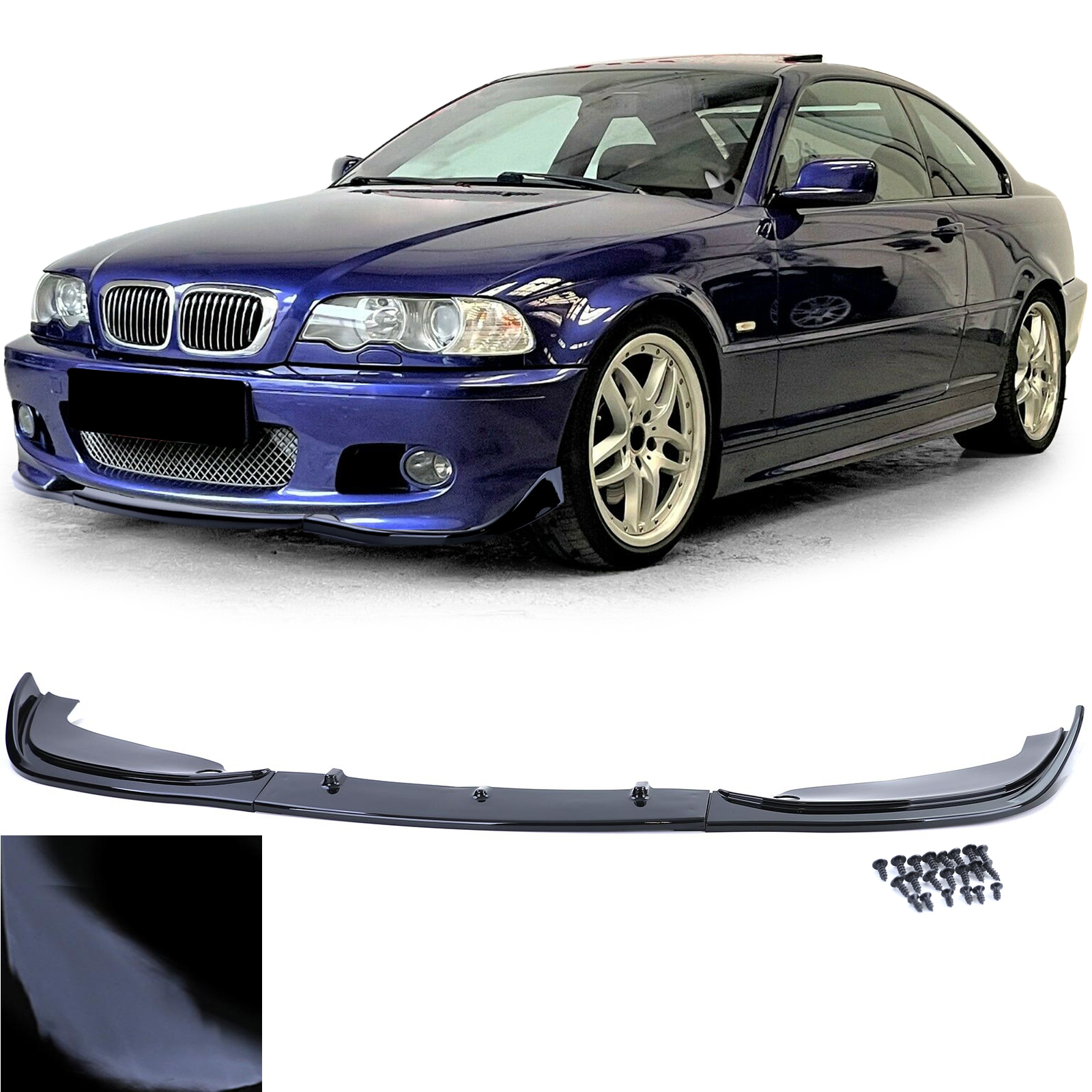 Voorspoiler BMW 3-Serie E46 Coupe/Cabrio Glans Zwart