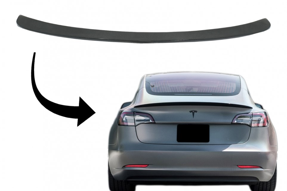 Achterklep Spoiler Tesla Model 3 Echt Carbon