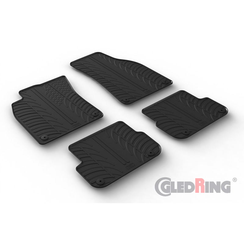 Rubber car mats set  Audi A6 (4F) Avant 2005-2011 (T profile 4-pieces + mounting clips)