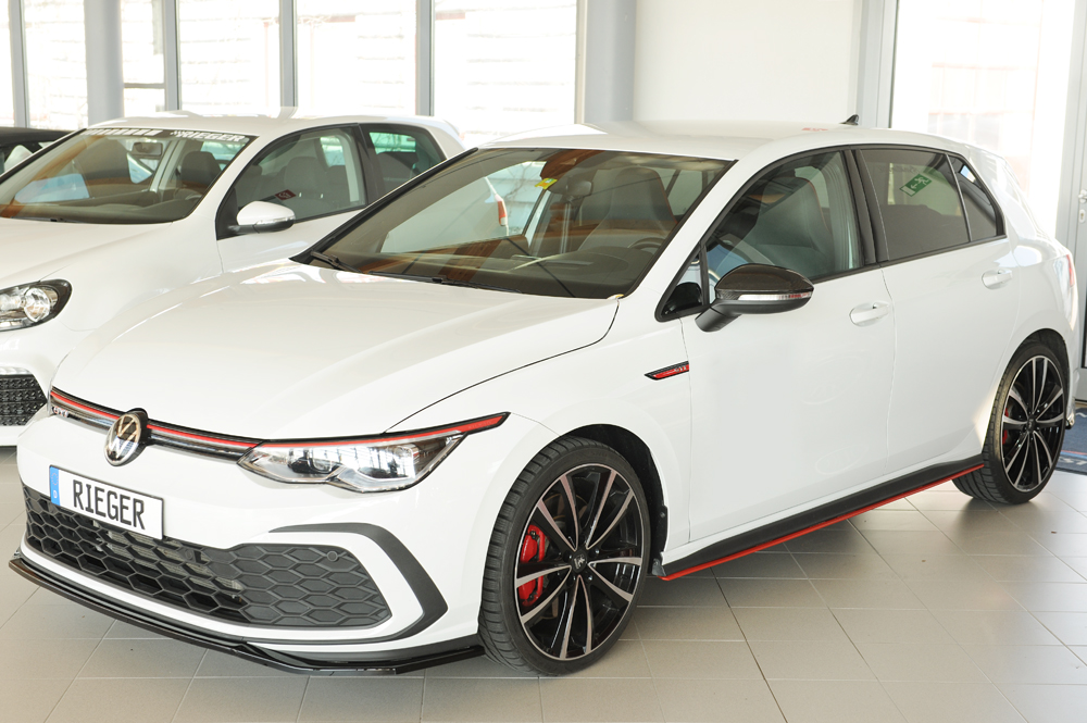 Voorspoiler Volkswagen Golf 8 GTI GTD GTE Rieger Glans zwart