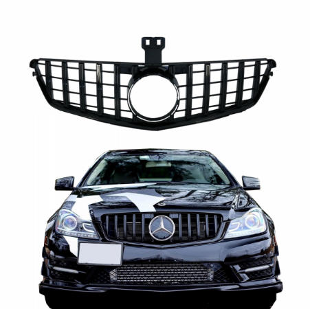 Grill Mercedes C-klasse W204 S204 GT Look Panamericanan Glans Zwart