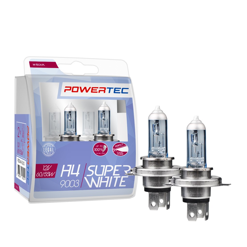 H4 lampen SuperWhite 12V DUO Mtech Powertec
