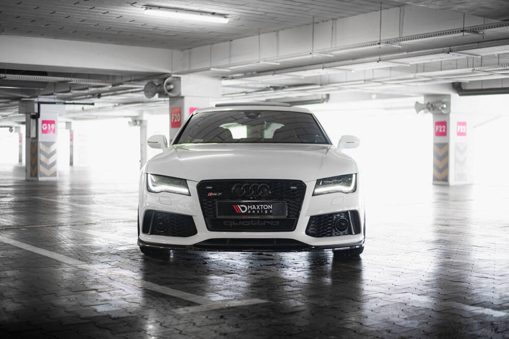 Voorspoiler V.4 Audi RS7 C7 FL Maxton Glans Zwart