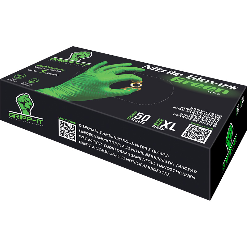 Gripp-It Nitrile Gloves - size XL - Green - Dispenserbox of 50 pcs