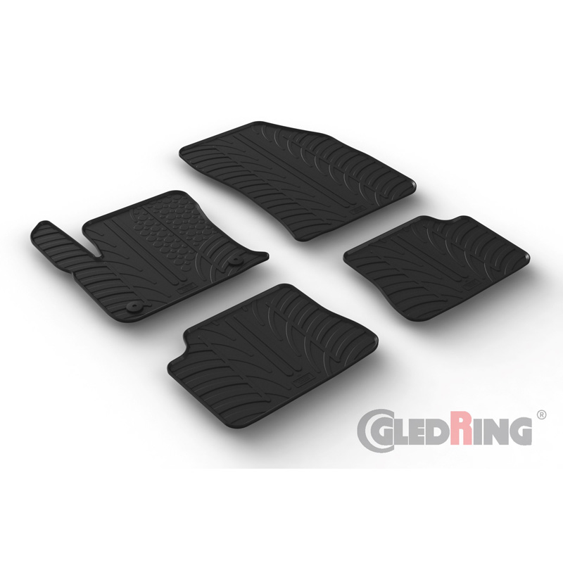 Rubber car mats set  Citroën DS3 Crossback E-Tense 2020- (T profile 4-pieces + mounting clips)