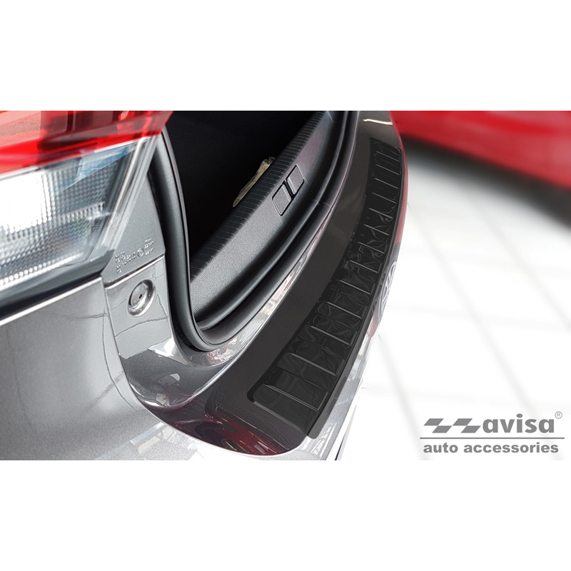 Black Stainless Steel Rear bumper protector  Opel Corsa F Edition/Elegance HB 5-doors 2019- 'Ribs' (excl. Equipment Ultimate)