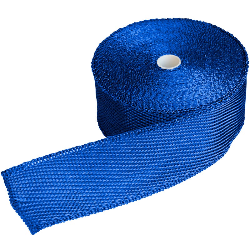 Simoni Racing Exhaust Heat-Insulating Wrapping Kit 2B - 15m x 5cm + 6 clamps < 550°C - Glass Fibre - Blue