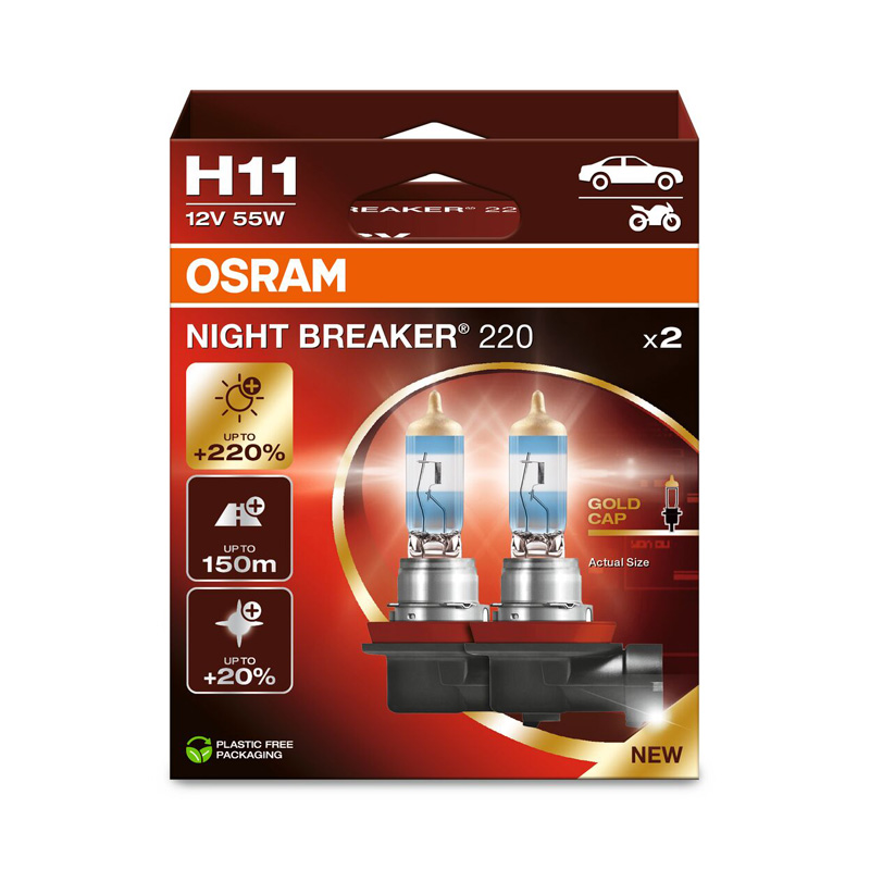 Osram Night Breaker 220 Halogen bulbs - H11 - 12V/55W - set of 2 pieces