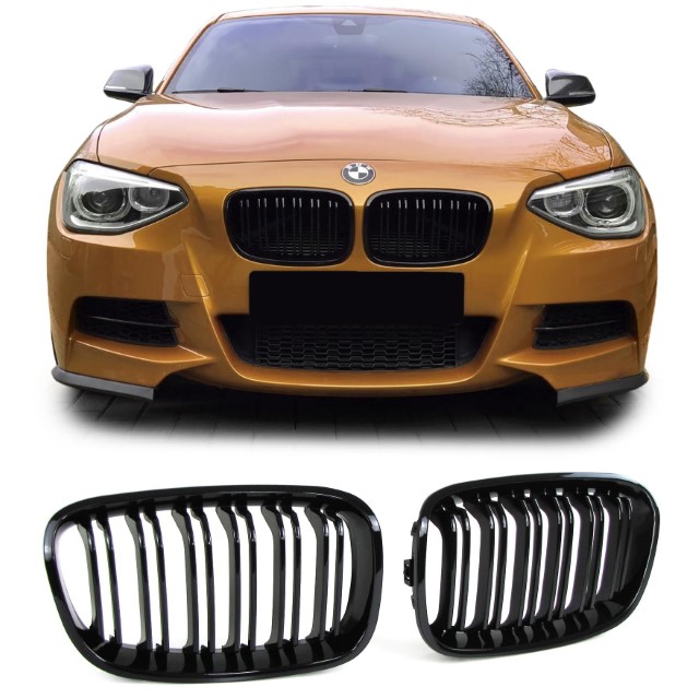Grill Nieren BMW F20/F21 11-15 Glans Zwart Dubbel Spaak