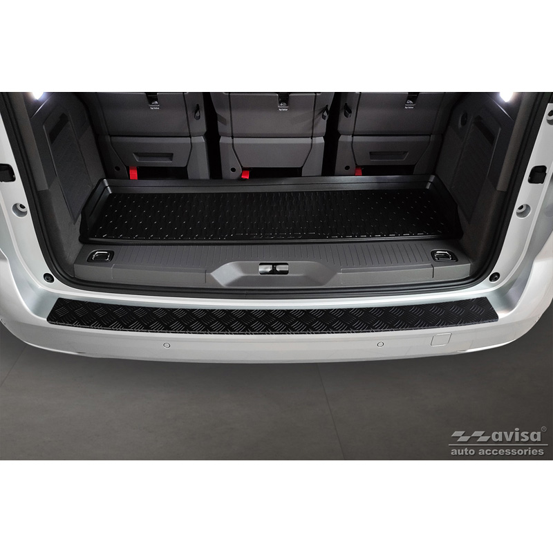 Matt Black Aluminum Rear bumper protector  Volkswagen Multivan T7 2021- 'Riffled plate'