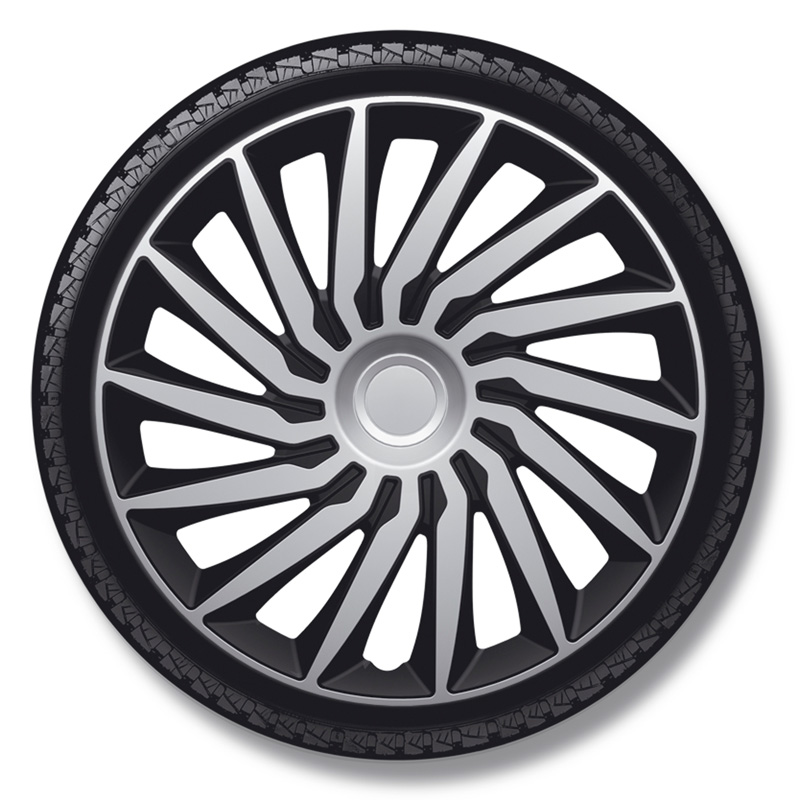 4-Delige Wieldoppenset Kendo 14-inch zilver/zwart