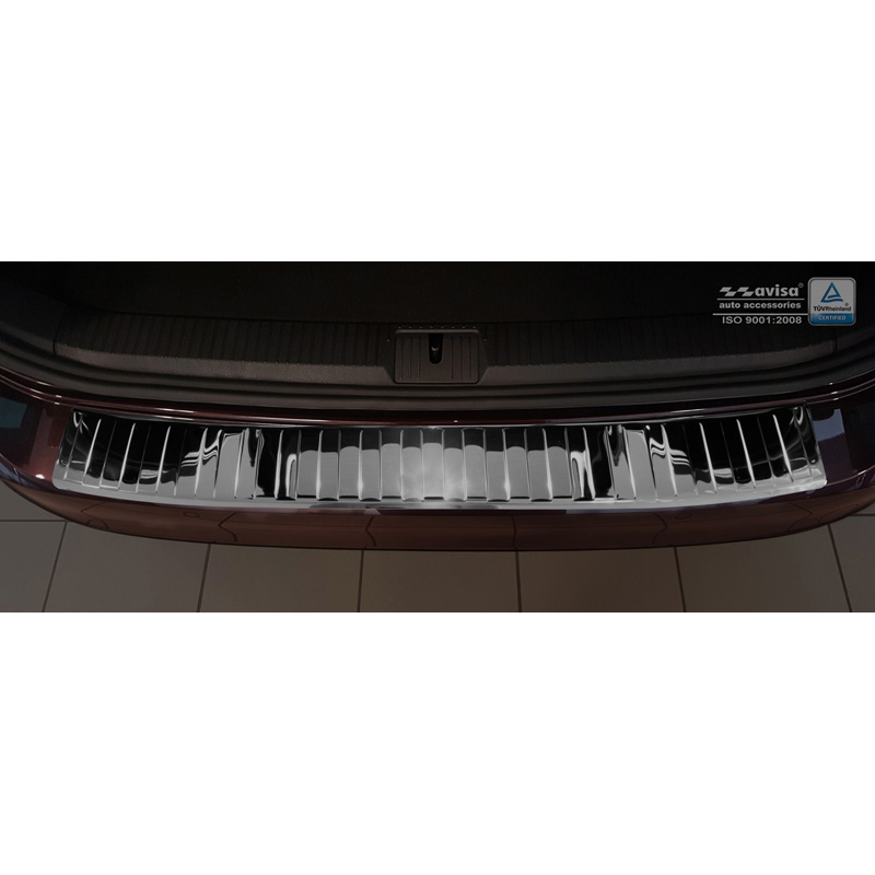 Black Mirror Stainless Steel Rear bumper protector  Volkswagen Passat 3G Variant 2014-2023 incl. Alltrack 'Ribs'