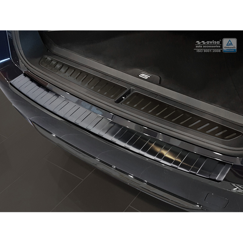 Black Stainless Steel Rear bumper protector  BMW 5-Series G31 Touring 2017-2020 excl. M-Sport 'Ribs'