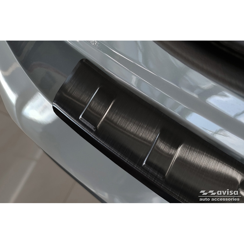 Black Stainless Steel Rear bumper protector  Nissan Qashqai III 2021- 'Ribs'