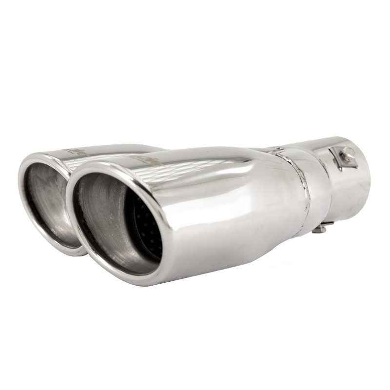 Simoni Racing Exhaust Tip Double Oval/Slanting Inox - 167x67xL220mm - Installation 37->57mm - Left