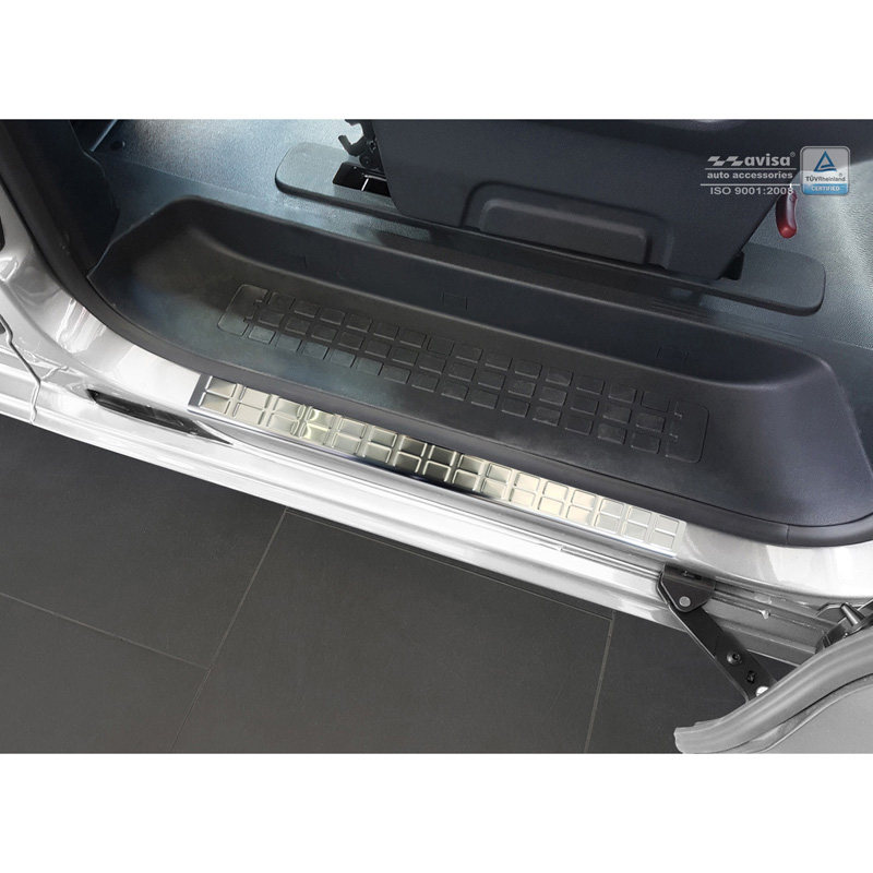 Inox door sill protectors  Citroën Spacetourer / Peugeot Traveller / Peugeot Expert / Toyota Proace 2016- / Opel Zafira Life 2019- / Fiat Ulysse 2022- - 'Rectangles' - 2-pieces rear sliding doors