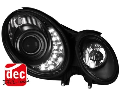 Koplampen Mercedes-Benz E-Klasse Typ W211 DRL look 06-08 Zwart