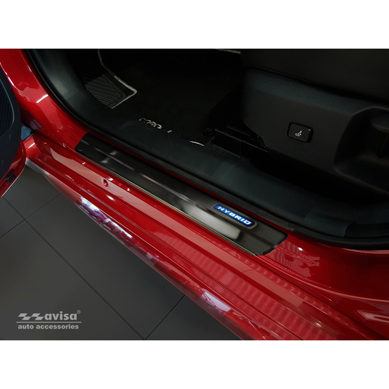 Black Inox door sill protectors  Toyota Corolla XII Limousine/Hatchback/Touring Sports 5-Türer 2019- & Toyota Corolla Cross 2022- & Suzuki Swace Combi 2020- 'Hybrid' 4-pieces