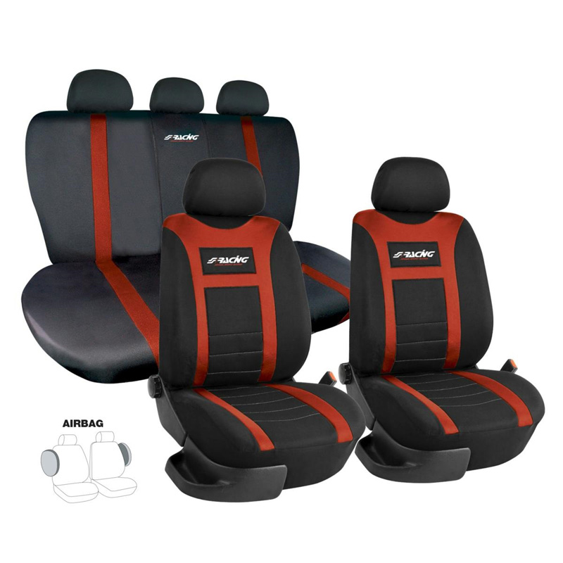 Simoni Racing Seat Cover Set Type H - Black/Red - Complete Set 11 pieces
