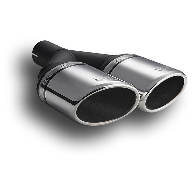 Ulter Sport Uitlaatsierstuk - Dubbel Ovaal 95x65mm Schuin Type II  - Lengte 200mm - Montage ->50mm - RVS