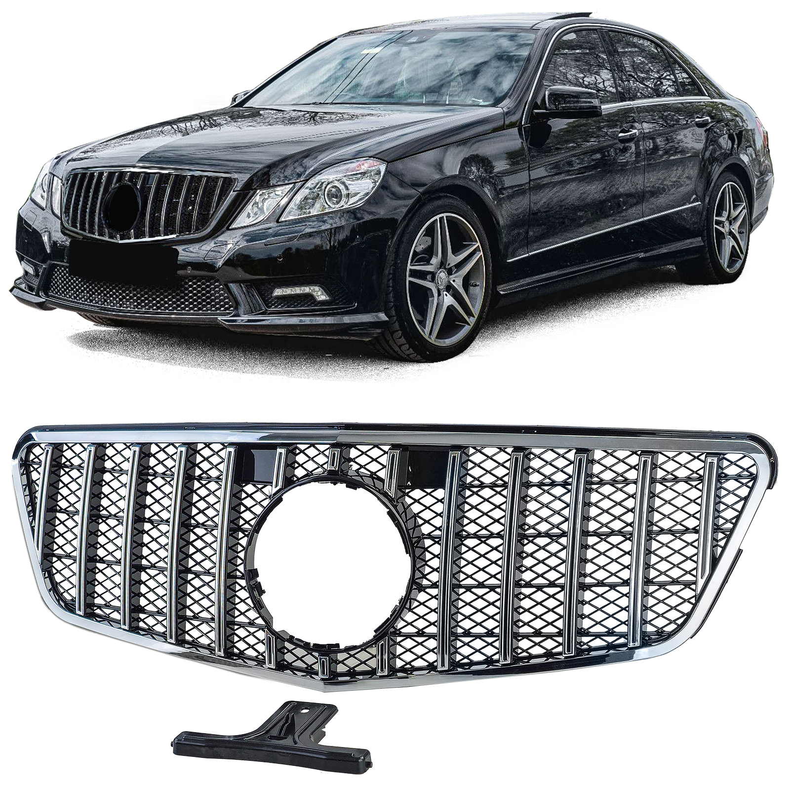 Grill Mercedes W212 S212 (2008-2013) GT-R Design Zwart/Chroom