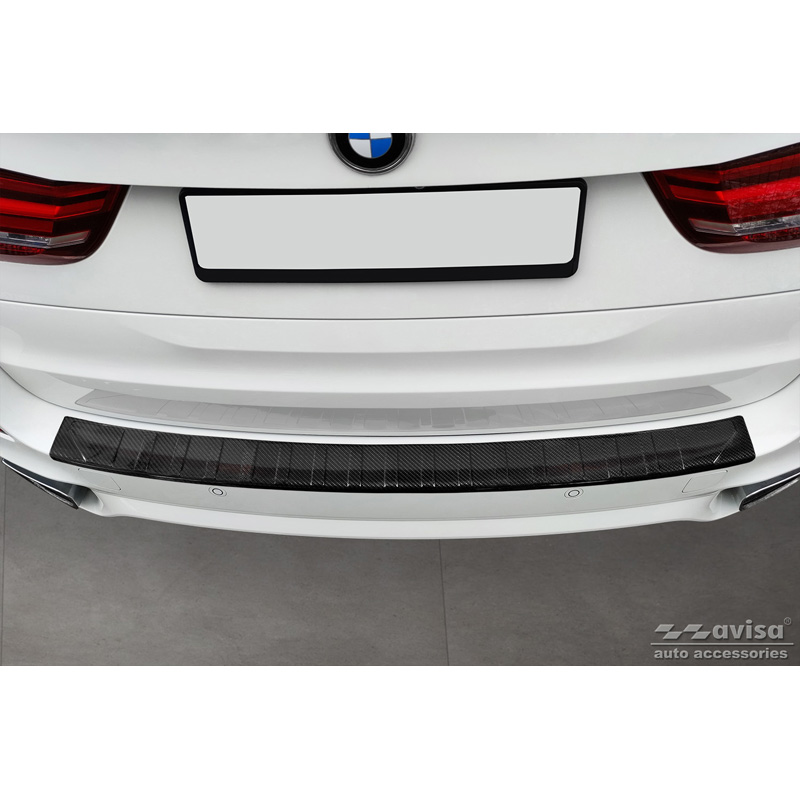 Echt 3D Carbon Achterbumperprotector  BMW X5 F15 2013-2018 met M-Pakket 'Ribs'