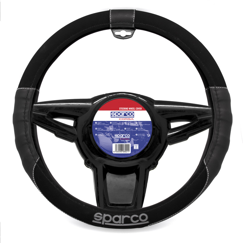 Sparco Stuurwielhoes SPC - Zwart/Grijs - 37-39cm