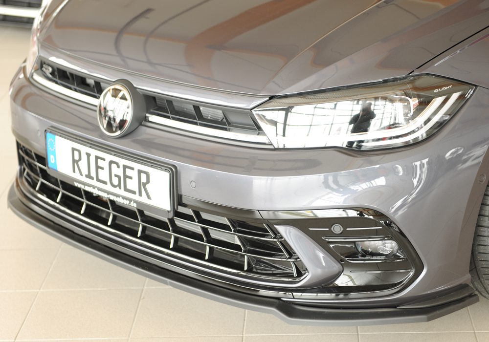 Voorspoiler Volkwagen Polo GTI/R-Line 2G AW 2021-.... Zwart Glans Rieger