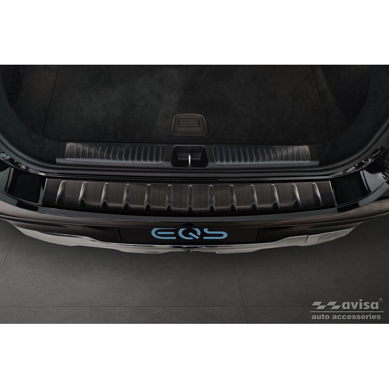 Black Stainless Steel Rear bumper protector  Mercedes EQS SUV (X296) 2022- 'Ribs'
