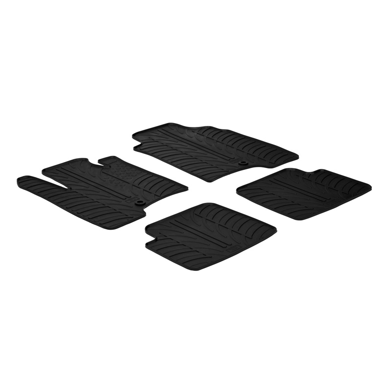 Rubber car mats set  Fiat Panda 2012-2014 (T profile 4-pieces + mounting clips)