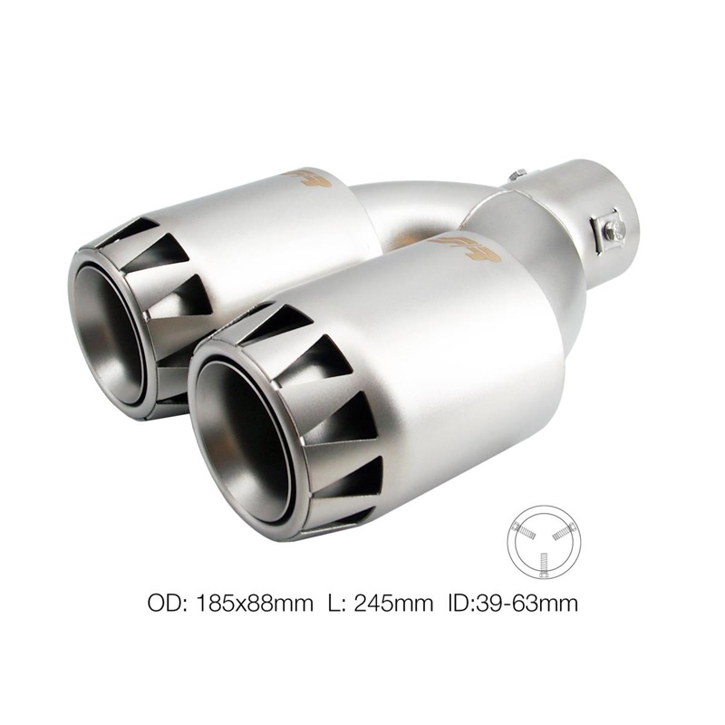 Simoni Racing Uitlaatsierstuk Dubbel Rond RVS - Titanium Jet Engine Design 185x88xL245mm - Montage ->39-63mm