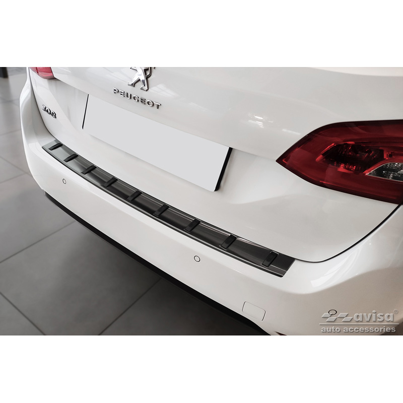 Black Stainless Steel Rear bumper protector  Peugeot 308 SW II 2013-2017 & Facelift 2017-2021 'STRONG EDITION'
