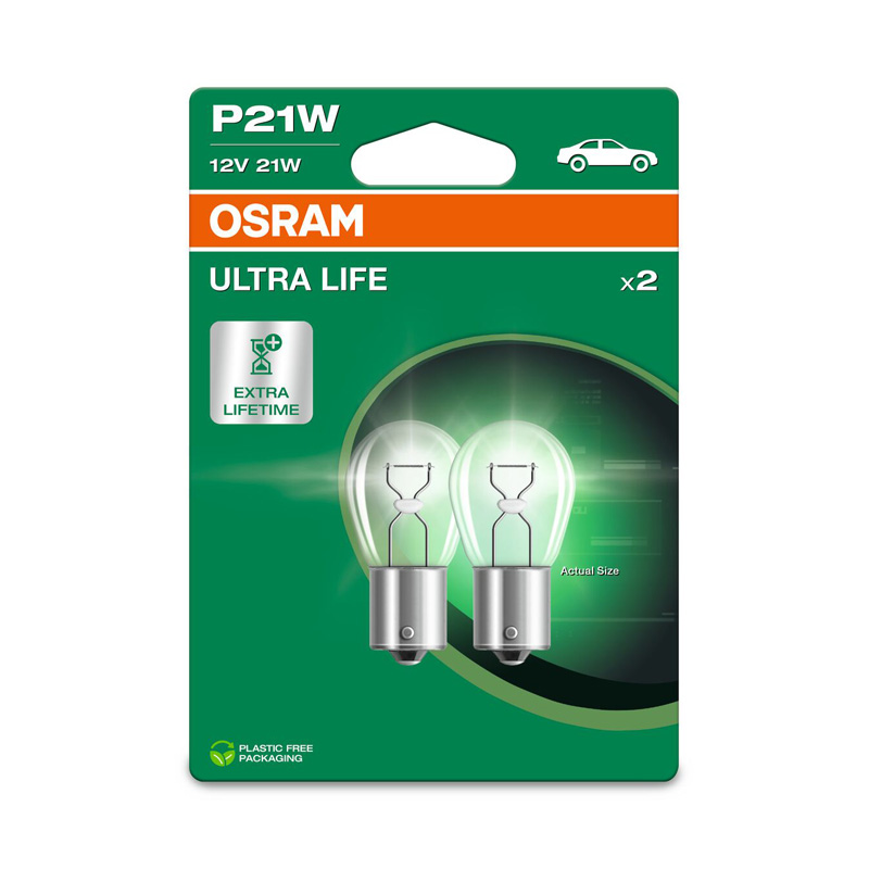 Osram Ultra Life Halogen bulbs - BA15S - 12V/21W - set of 2 pieces