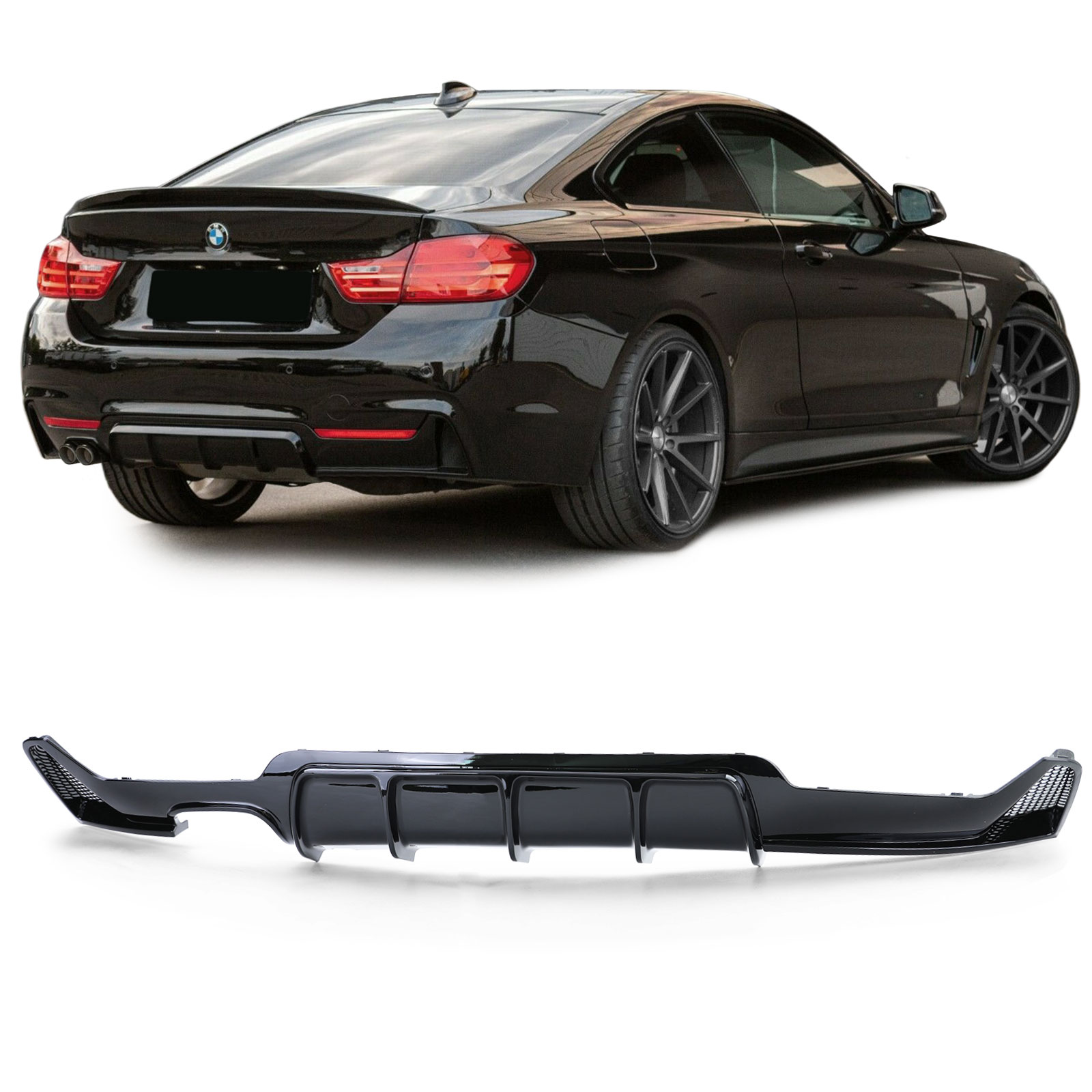 Diffusor BMW 4-serie F32 / F36 2013- Glans Zwart M-Pakket