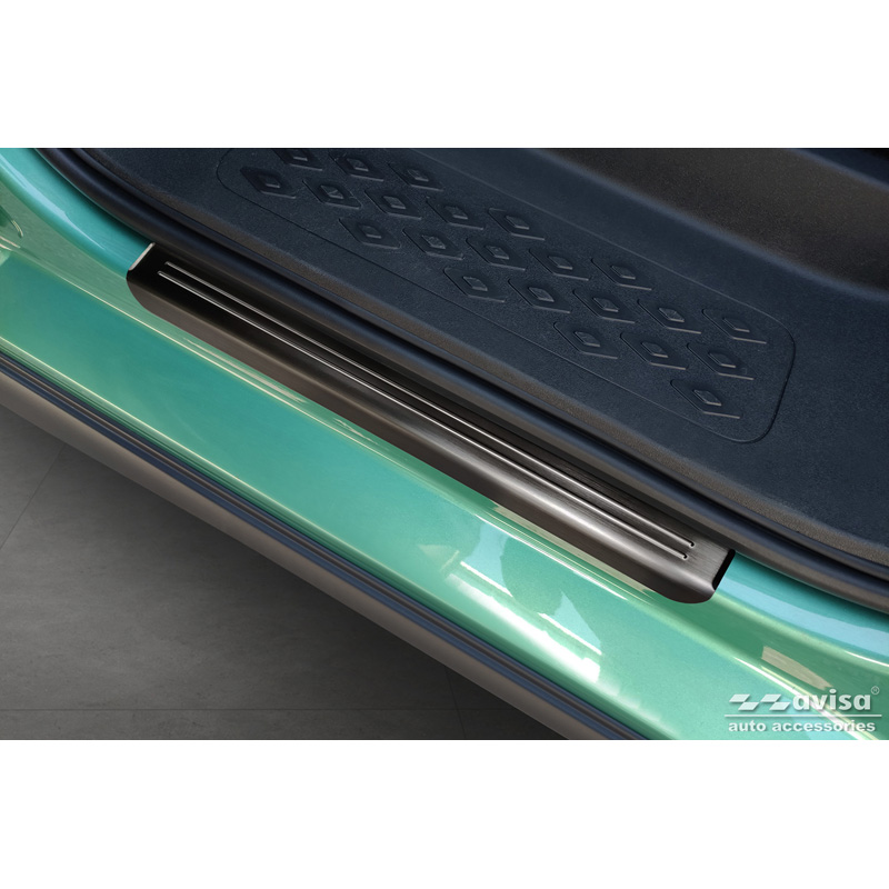 Black Inox door sill protectors  Volkswagen ID.Buzz 2022- - 'Lines' - 2-pieces