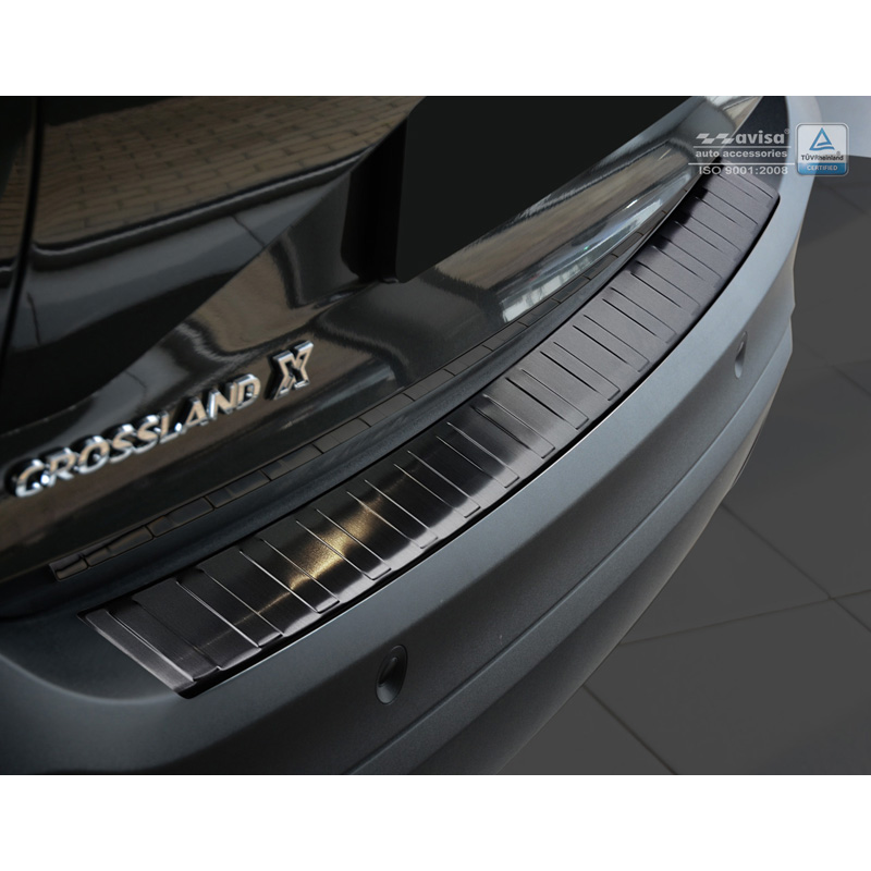 Zwart RVS Achterbumperprotector  Opel Crossland 2017-2020 & FL 2020- 'Ribs'