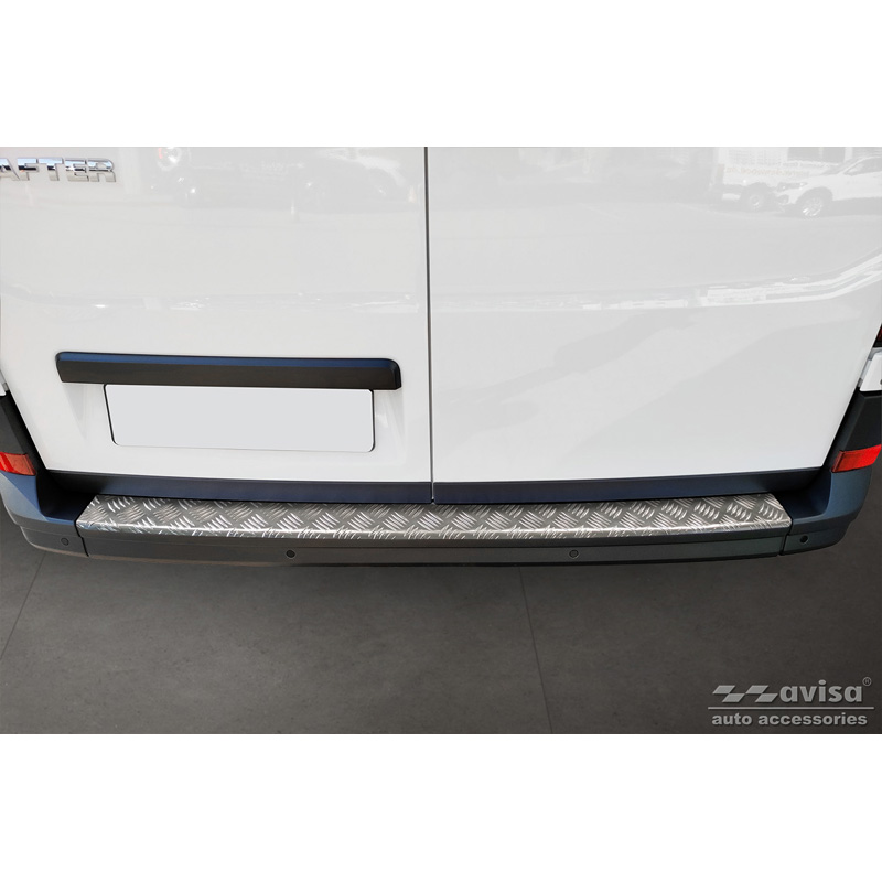 Stainless Steel Rear bumper protector  Volkswagen Crafter & MAN TGE 2017- 'Riffled' ('XL'-version)