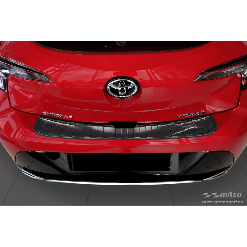 Black Stainless Steel Rear bumper protector  Toyota Corolla XII HB 2019- (incl. GR-Sport) 'Ribs'