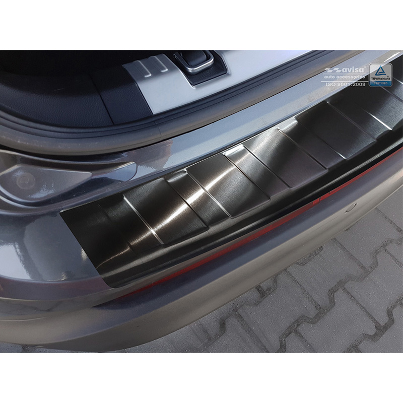 Black Stainless Steel Rear bumper protector  Ford Edge II 2014-2018 'Ribs'