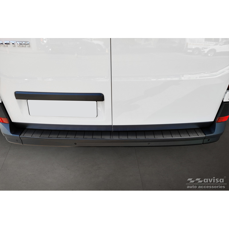 Black Stainless Steel Rear bumper protector  Volkswagen Crafter & MAN TGE 2017- 'Ribs' ('XL'-version)