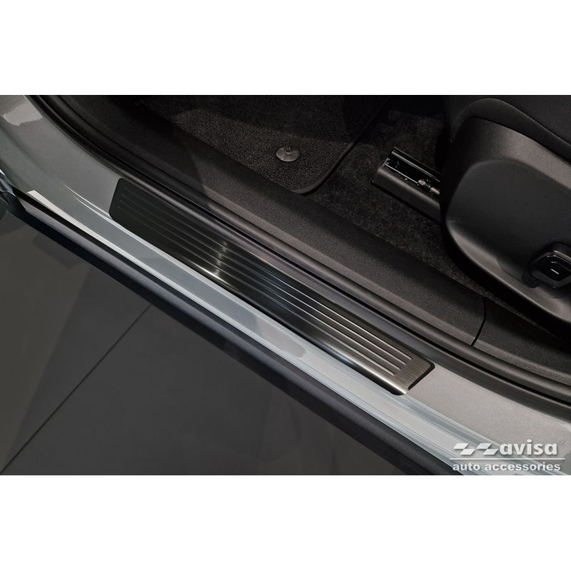 Black Inox door sill protectors  Volvo EX30 2023- - 'Lines' - 4-pieces