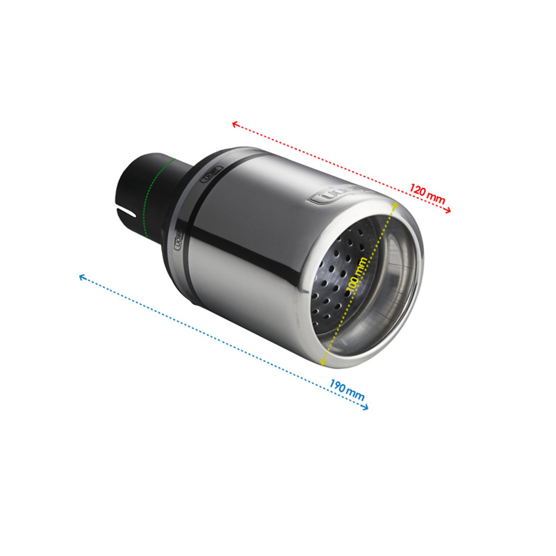 Ulter Sport Exhaust finisher - Round Ø100mm Type 2- Length 120mm - Installation ->50mm - Inox