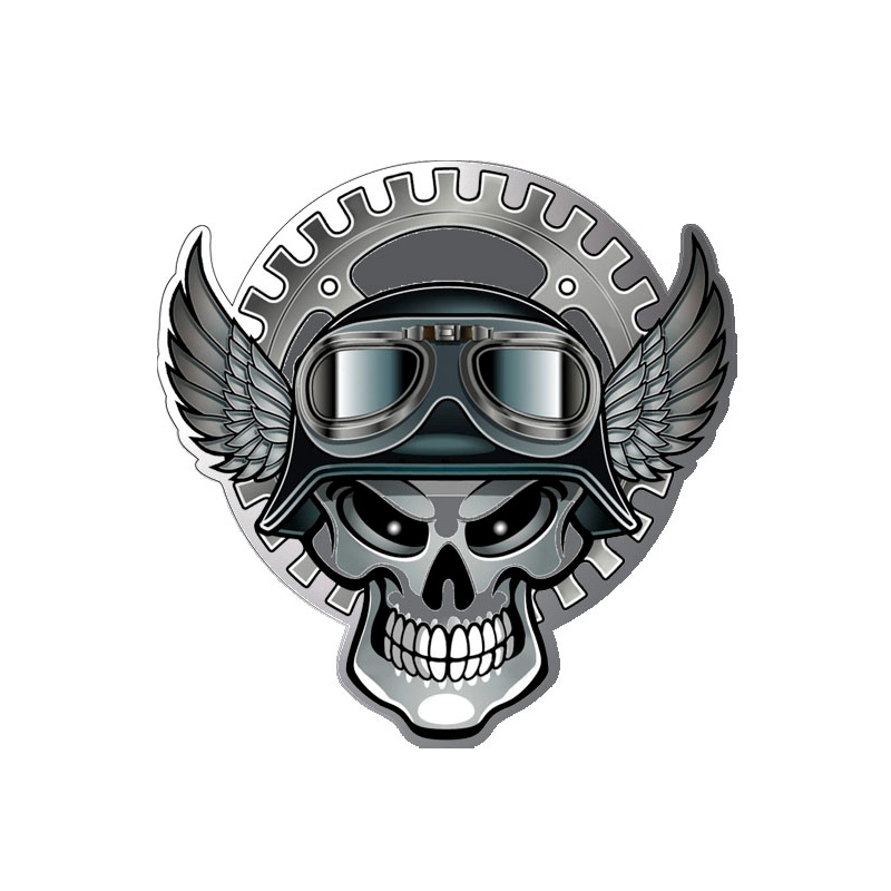AutoTattoo Sticker Gearwheel Skull 3D Chrome - 8,5 x 8,6 cm