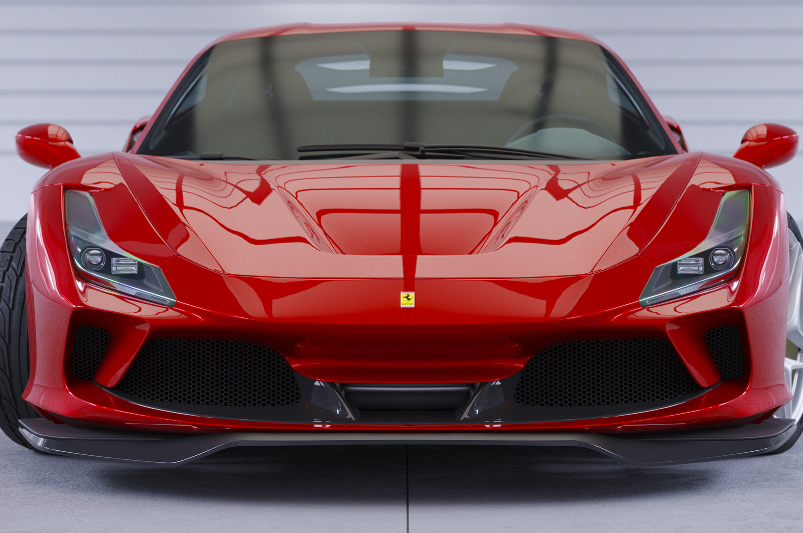 Voorspoiler Ferrari F8 Tributo / Spider CSR Glans Zwart