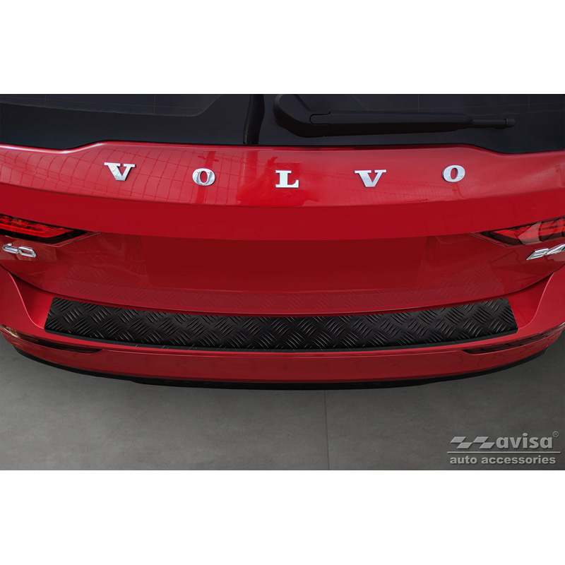Matt Black Aluminum Rear bumper protector  Volvo V60 II 2018- incl. Cross Country & R-Design 'Riffled Plate'
