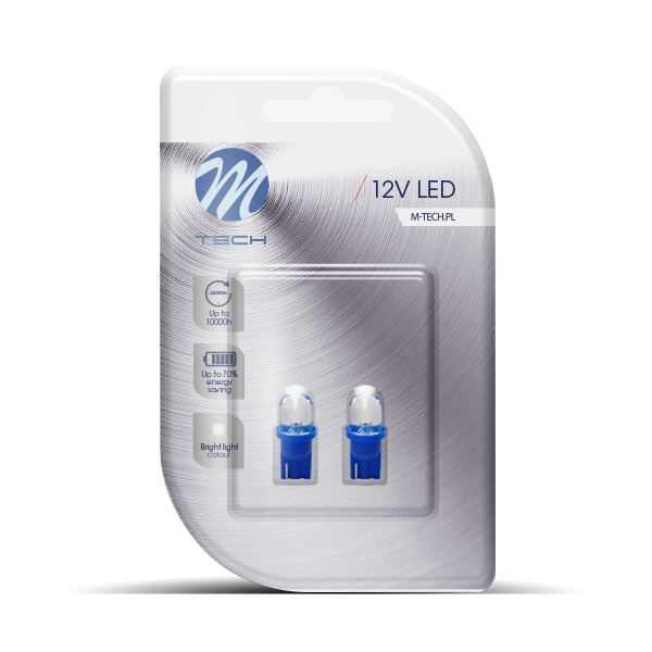 LED T10 W5W Lampjes 12v concave 8mm blauw 2 stuks
