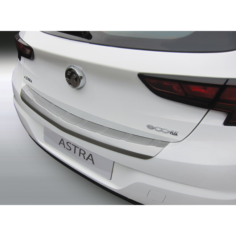ABS Rear bumper protector  Opel Astra K 5-doors 10/2015-09/2021 excl. Turbo 'Brushed Alu' Look 'Ribbed'