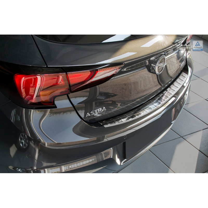 Stainless Steel Rear Bumper protector  Opel Astra K HB 5-doors 2015- 'Ribs'